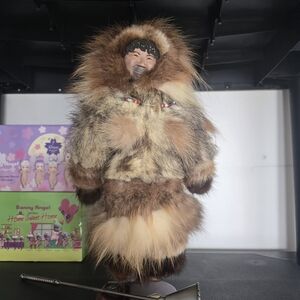 Faux Fur Eskimo Doll with Beaded Details